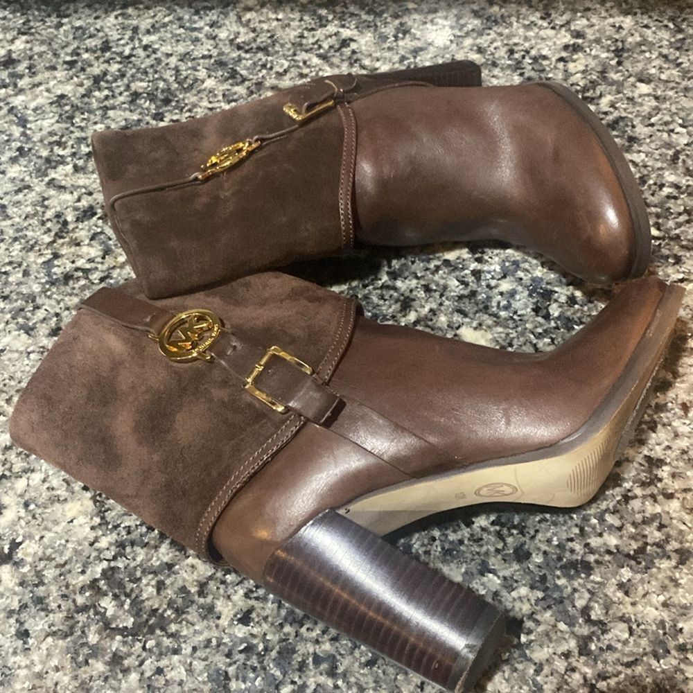 Sale! Michael Kors Heeled Ankle Boots women leather suede Sz 10 - Picture 4 of 4